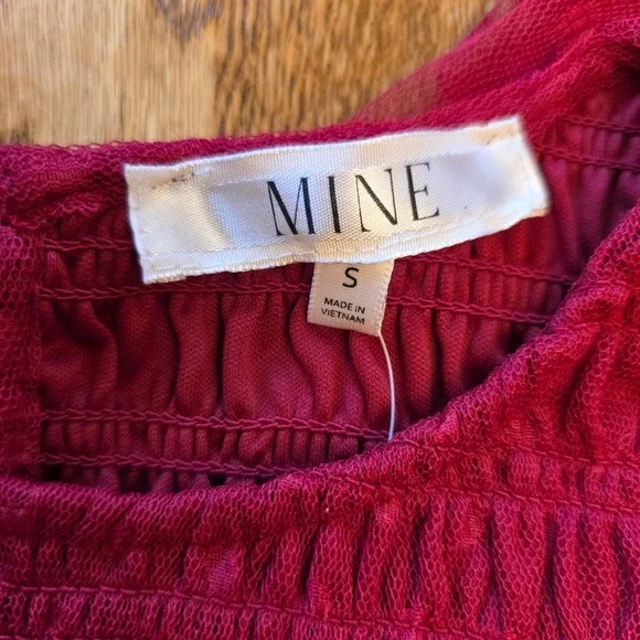 NWT Mine S Red Swiss Dot Tulle Maxi Dress Smocked Flutter Sleeve Cottagecore - Picture 11 of 14